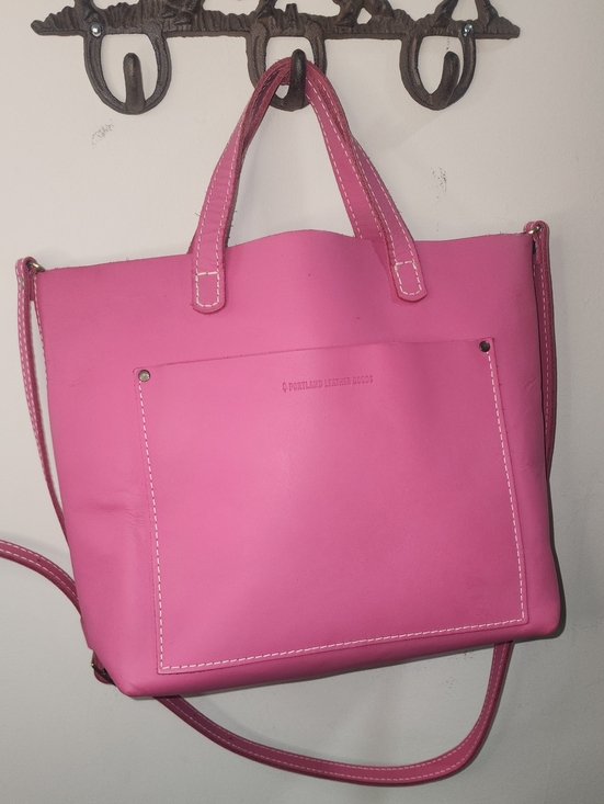 Portland Leather Handbags - Portland Leather Margot Bubblegum Pink Smooth Leather Tote Crossbody